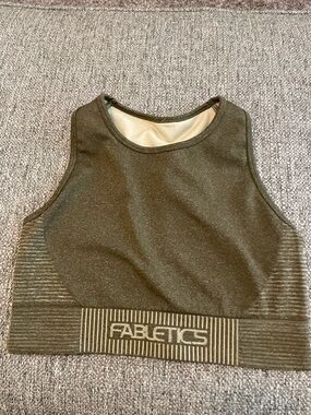 Fabletics Olive Green Seamless High-Neck Crop